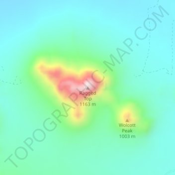 Ragged Topの地形図、標高、地勢