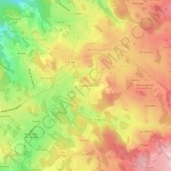 Montalivetの地形図、標高、地勢