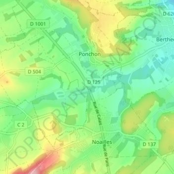 Blainvilleの地形図、標高、地勢