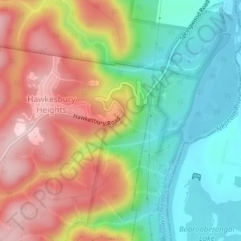 Hawkesbury Lookoutの地形図、標高、地勢