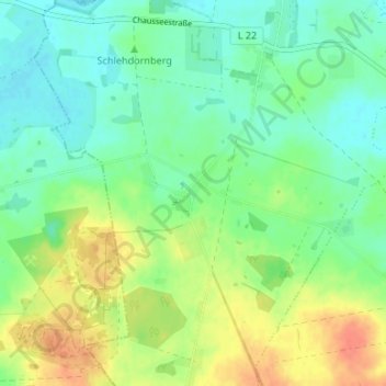 Osterneの地形図、標高、地勢