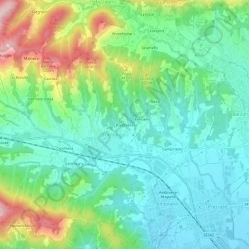 Brughieraの地形図、標高、地勢