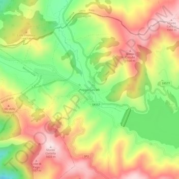 Poggio Cancelliの地形図、標高、地勢