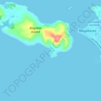 Behiaの地形図、標高、地勢