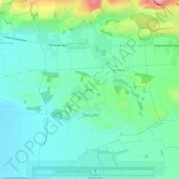Le Notの地形図、標高、地勢