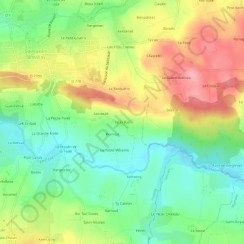 Tal Er Rasの地形図、標高、地勢