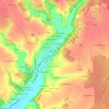 La Fosseの地形図、標高、地勢