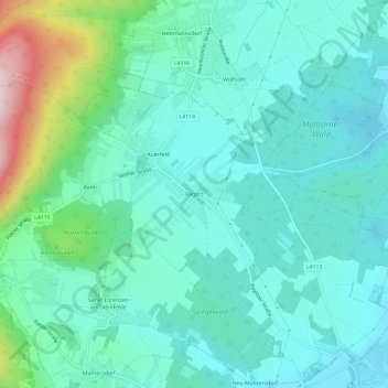 Raglitzの地形図、標高、地勢