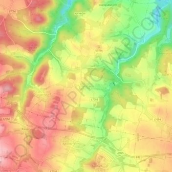 Neubauの地形図、標高、地勢