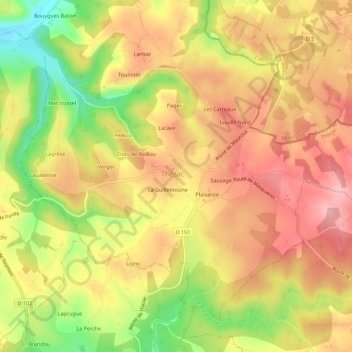 Clau de Lagleyseの地形図、標高、地勢