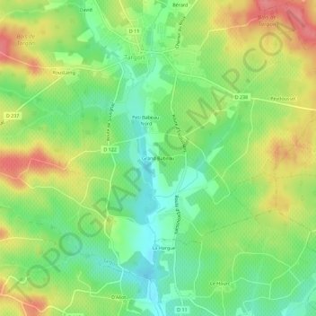 Grand Babeauの地形図、標高、地勢