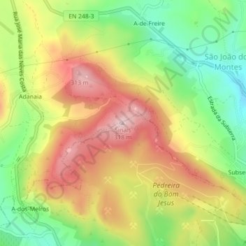 Sinaisの地形図、標高、地勢