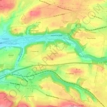 Le Taillisの地形図、標高、地勢