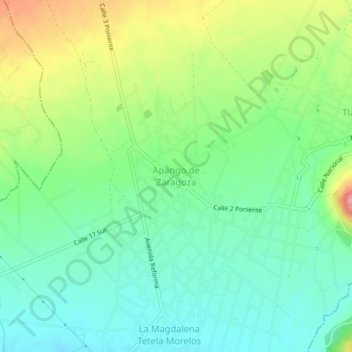 Apango de Zaragozaの地形図、標高、地勢
