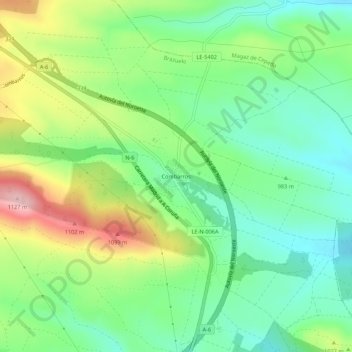 Combarrosの地形図、標高、地勢