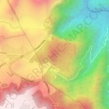 Cerro El Pelónの地形図、標高、地勢