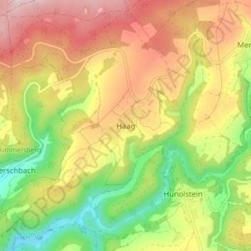 Haagの地形図、標高、地勢
