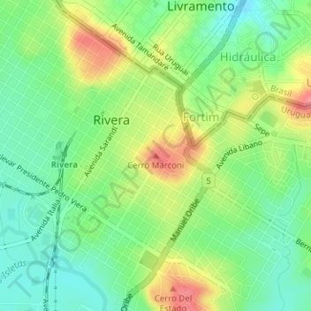 Cerro Marconiの地形図、標高、地勢
