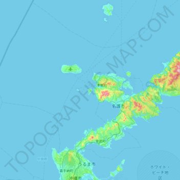 瀬底島の地形図、標高、地勢