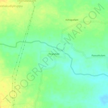 Pirancheriの地形図、標高、地勢