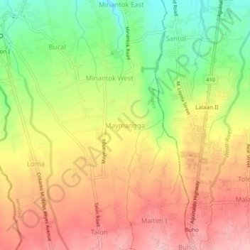 Maymanggaの地形図、標高、地勢