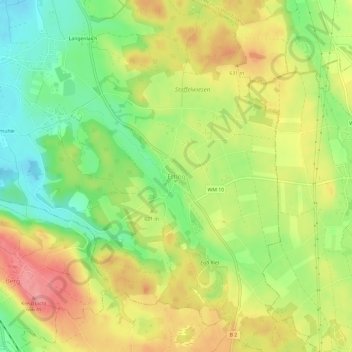 Ettingの地形図、標高、地勢