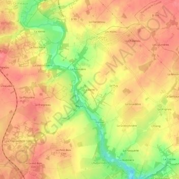 La Barreの地形図、標高、地勢