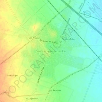 Santa Ana Xalmimilulcoの地形図、標高、地勢