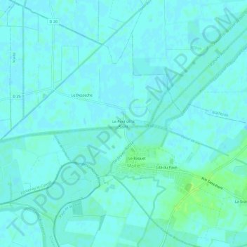 Le Pont de la Routeの地形図、標高、地勢