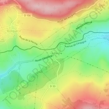 Col de la Percheの地形図、標高、地勢