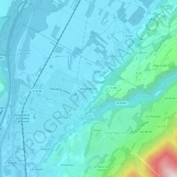 Villard-Benoitの地形図、標高、地勢