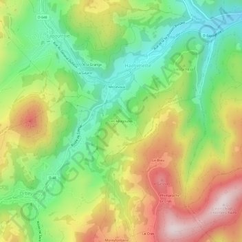 Les Allagoutesの地形図、標高、地勢