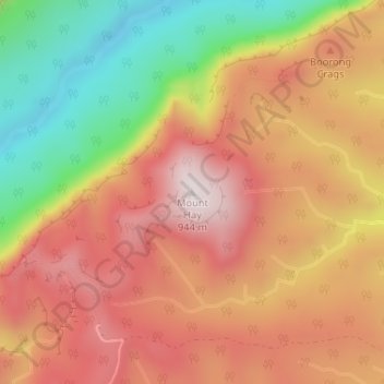 Mount Hayの地形図、標高、地勢