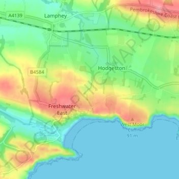 Lakeの地形図、標高、地勢