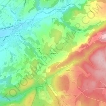 Blanzeyの地形図、標高、地勢