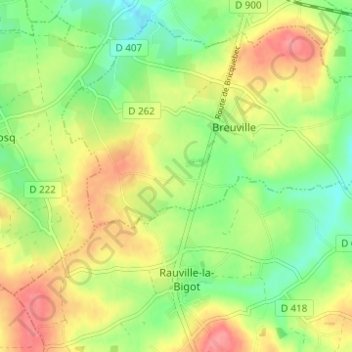 Hameau Hebertの地形図、標高、地勢