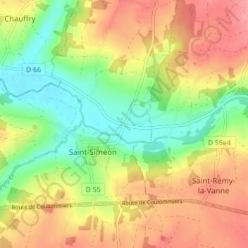 La Vanneの地形図、標高、地勢
