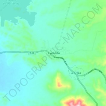 El Venadoの地形図、標高、地勢