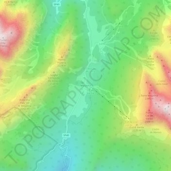 Misurinaの地形図、標高、地勢
