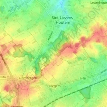 Cotthemの地形図、標高、地勢