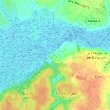 Longueracの地形図、標高、地勢