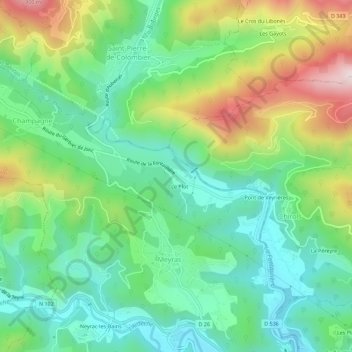Le Plotの地形図、標高、地勢
