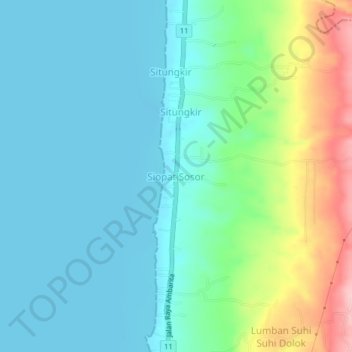 Siopat Sosorの地形図、標高、地勢
