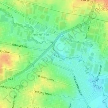 Kiola Street Reserveの地形図、標高、地勢