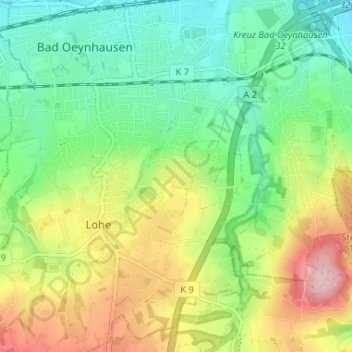 Kappenbergの地形図、標高、地勢