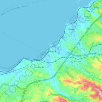 Herculesの地形図、標高、地勢