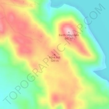 Funk Hillの地形図、標高、地勢
