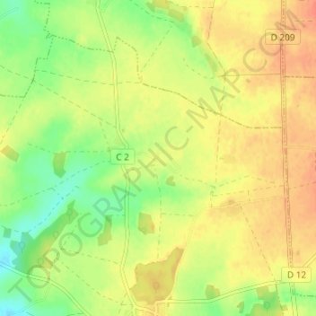 Courméryの地形図、標高、地勢