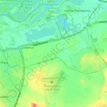 Bassingfieldの地形図、標高、地勢