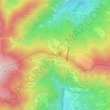 Passo della Cisaの地形図、標高、地勢